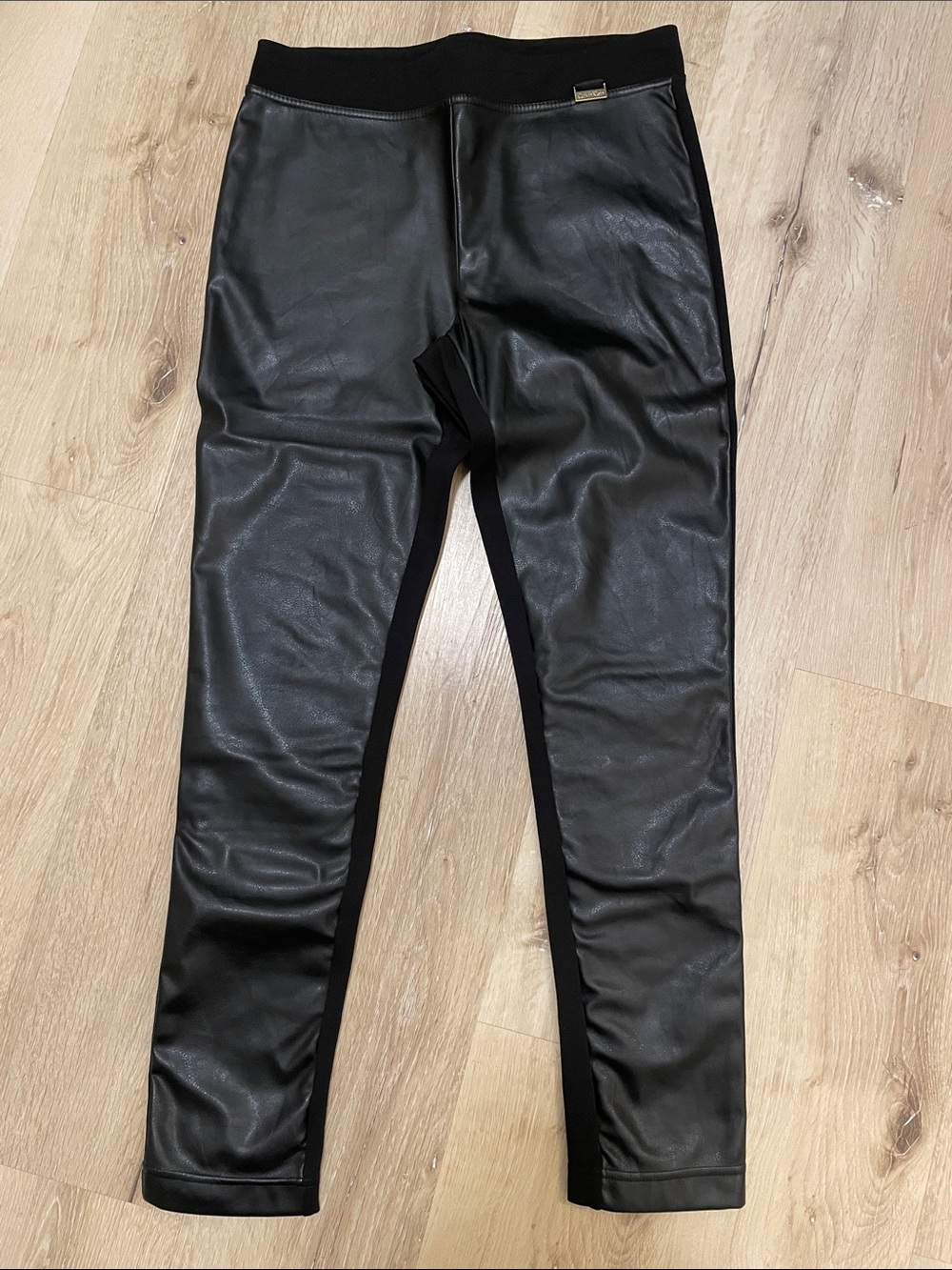 Calvin Klein Black Faux Leather Skinny Jeans